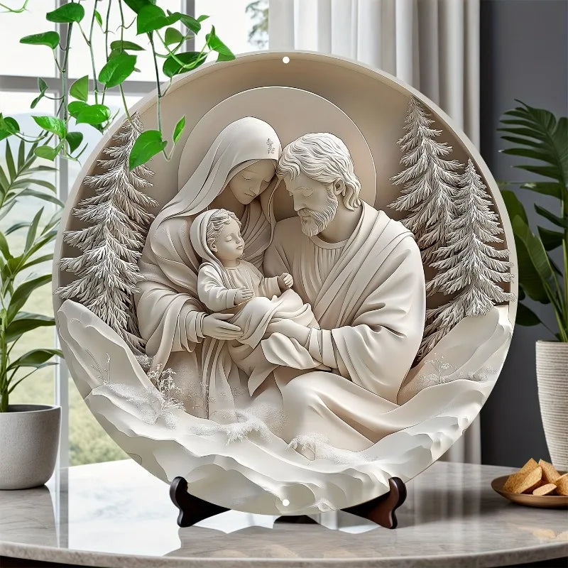 Decoração Católica Sagrada Família em Neve